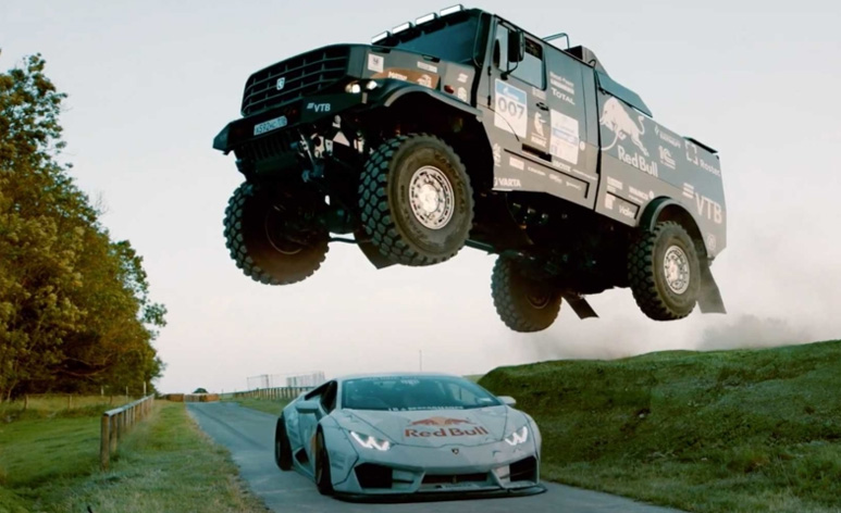 Qué pasa cuando un Lamborghini corre contra un camión KAMAZ de 10 toneladas?
